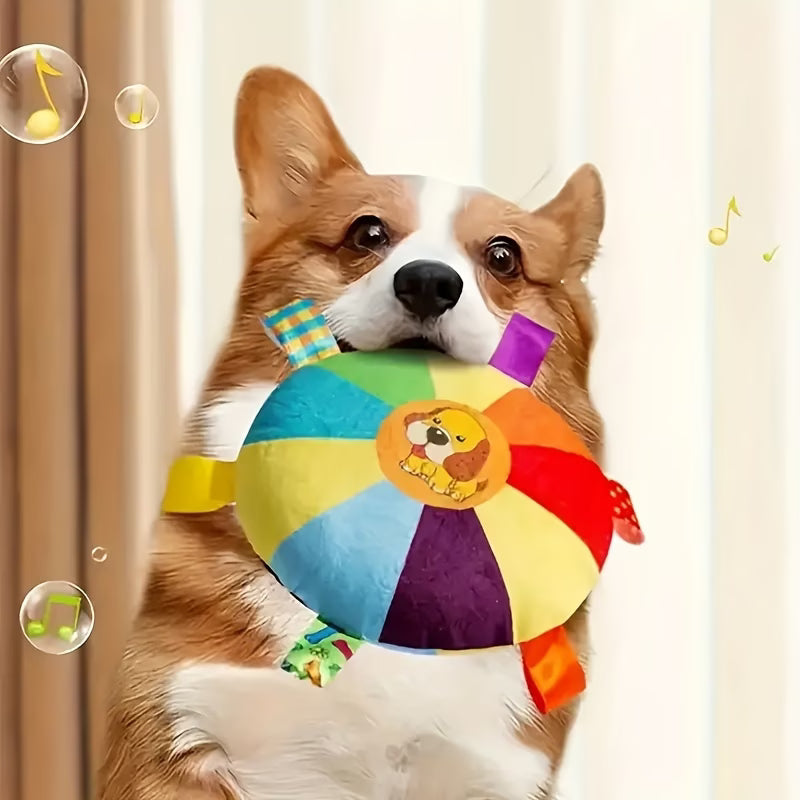 Colorful Squeaky Plush Disc Dog Toys for All Breeds 2 Pack
