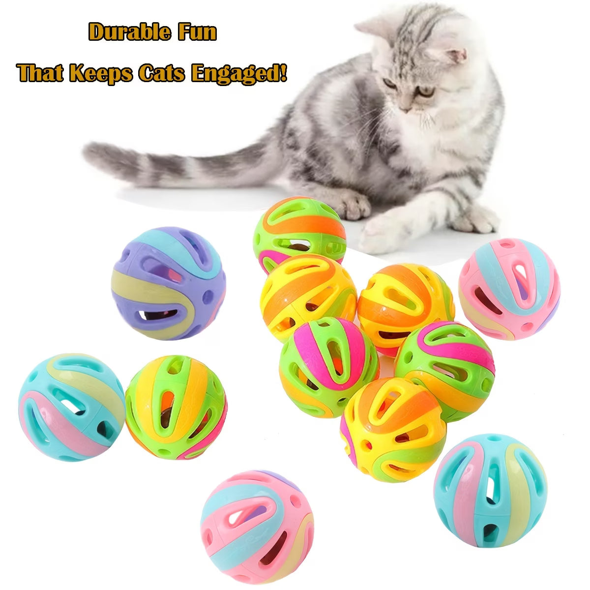 Interactive Bell Cat Toy Balls – Hollow Bite-Resistant Pack