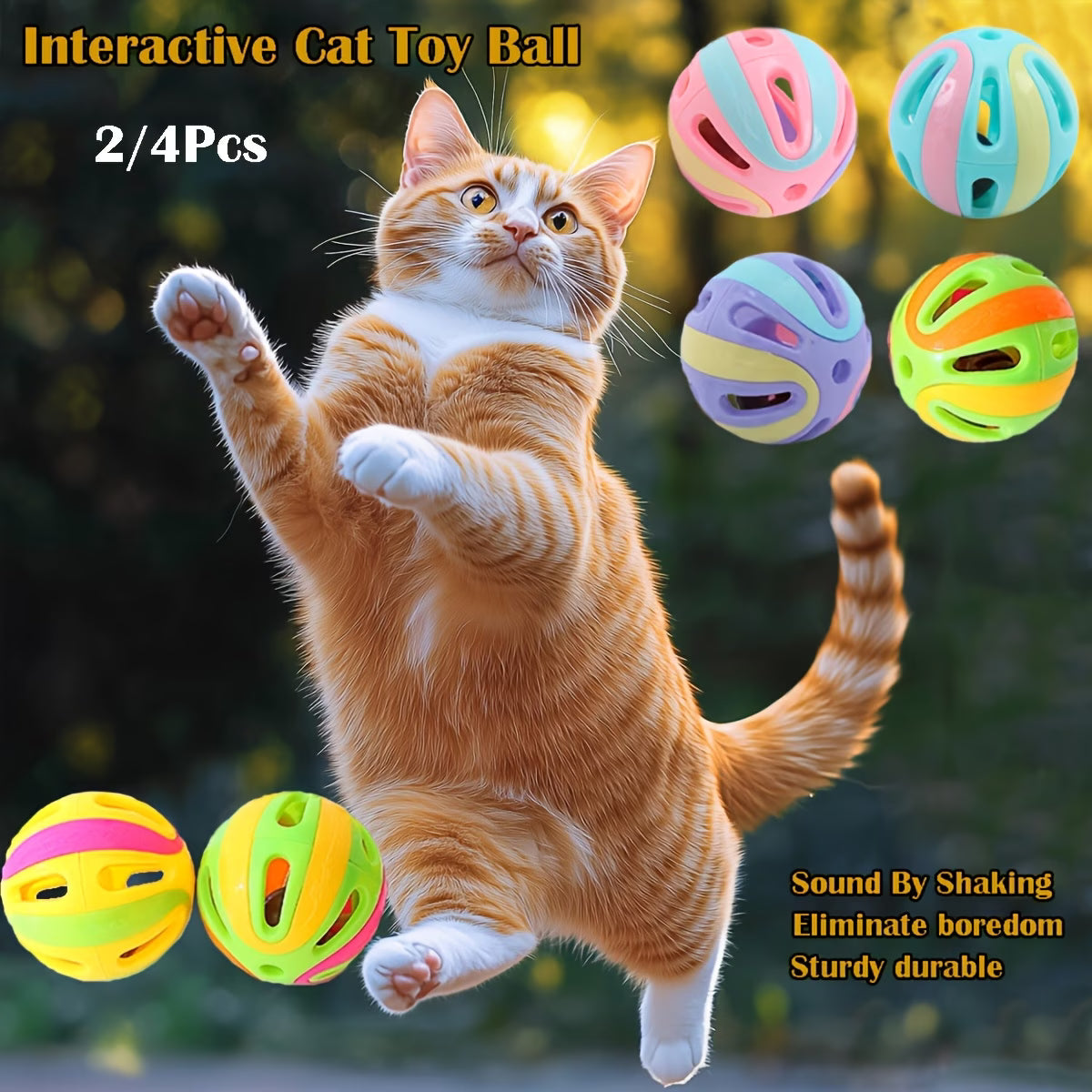 Interactive Bell Cat Toy Balls – Hollow Bite-Resistant Pack