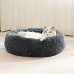 Donut Cat Bed – Calming Plush Round Cat Bed for Indoor Cats All Seasons