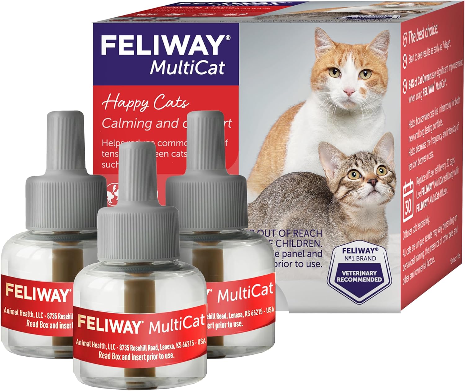 Feliway MultiCat Calming Diffuser Refill 3 Pack 90 Day Supply