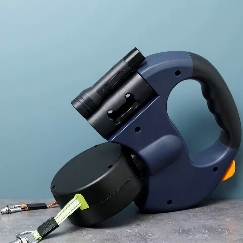 Retractable Double Dog Leash with LED Light – No-Tangle & Reflective