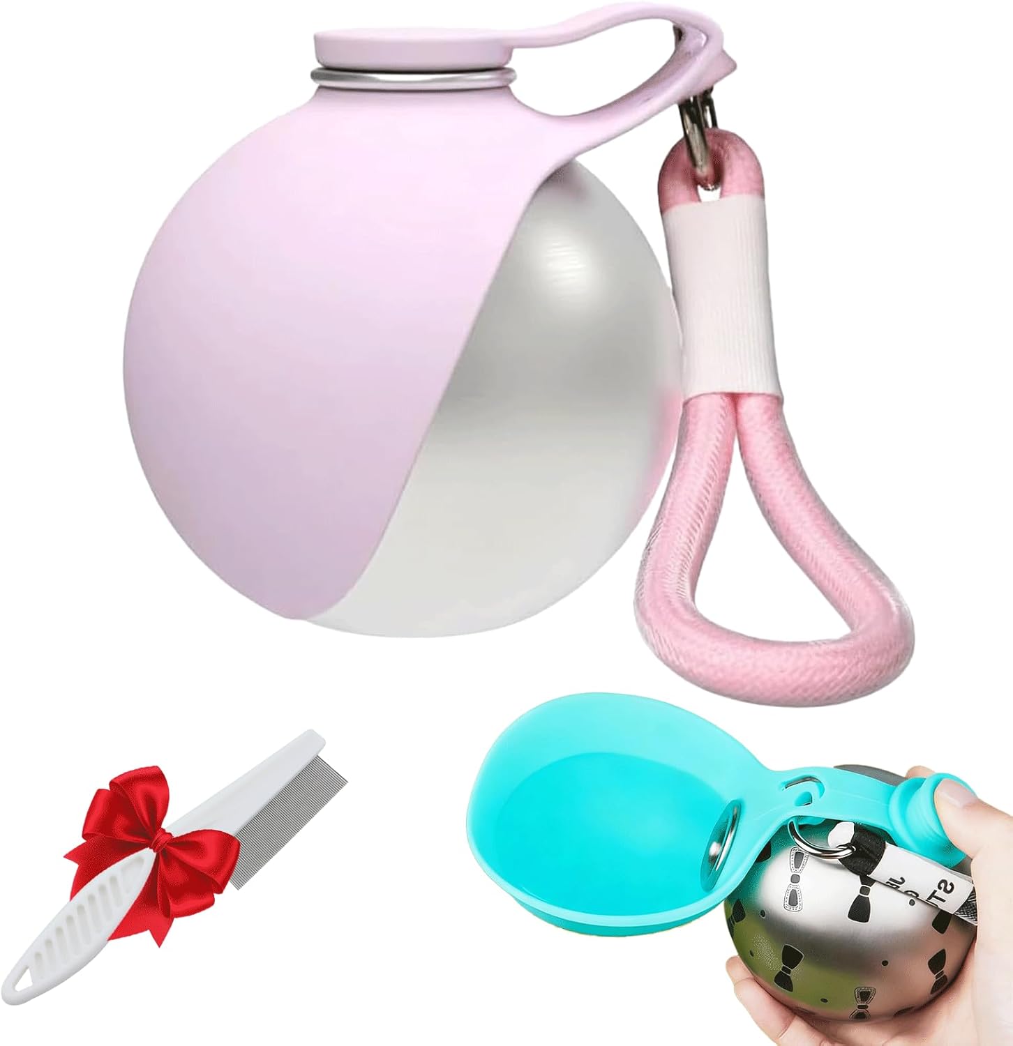 Portable Dog Water Ball Bottle with Foldable Silicone Bowl