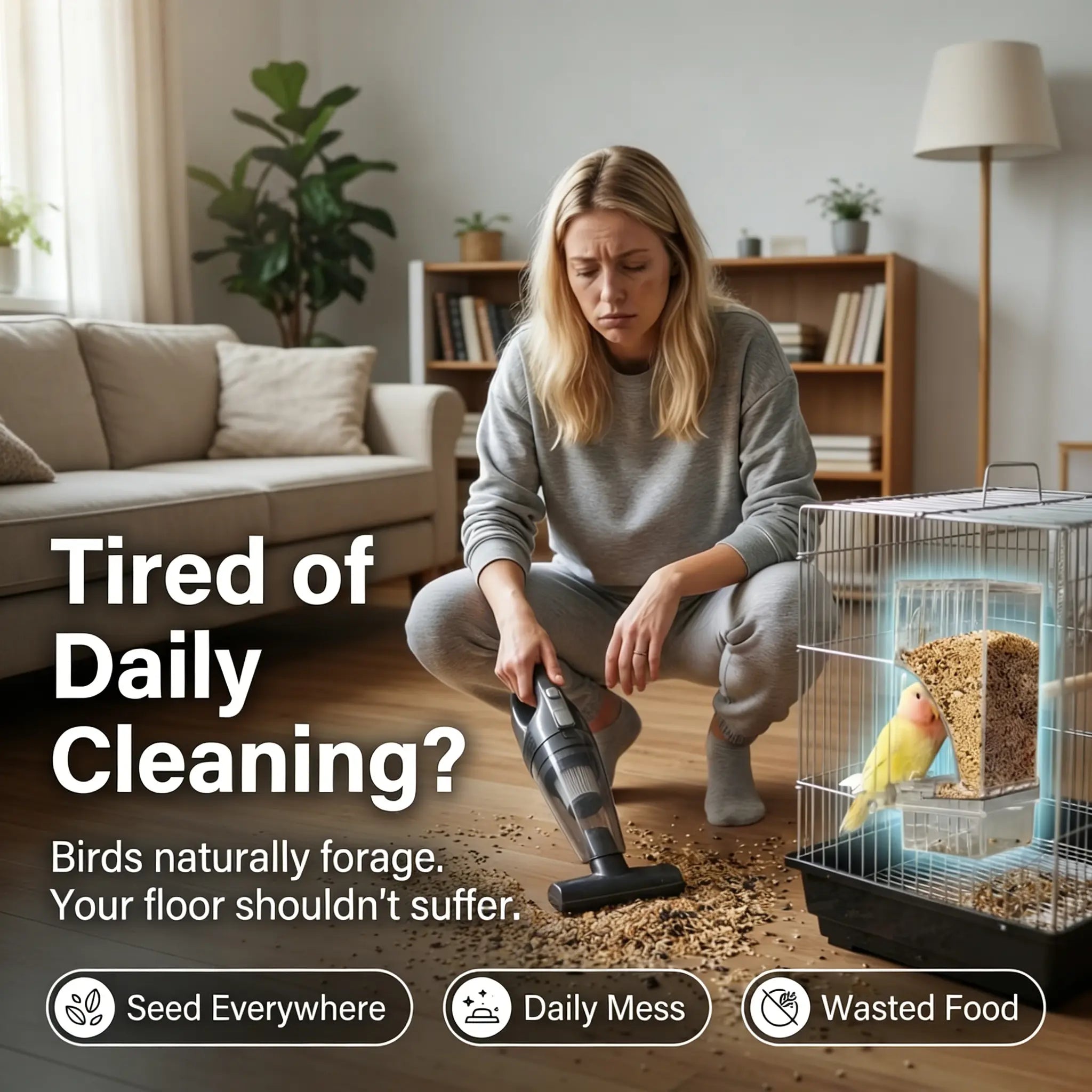 Automatic Bird Feeder Toy Transparent Acrylic Food Container for Parrots Cockatoos Canaries Cage Accessories Easy to Use