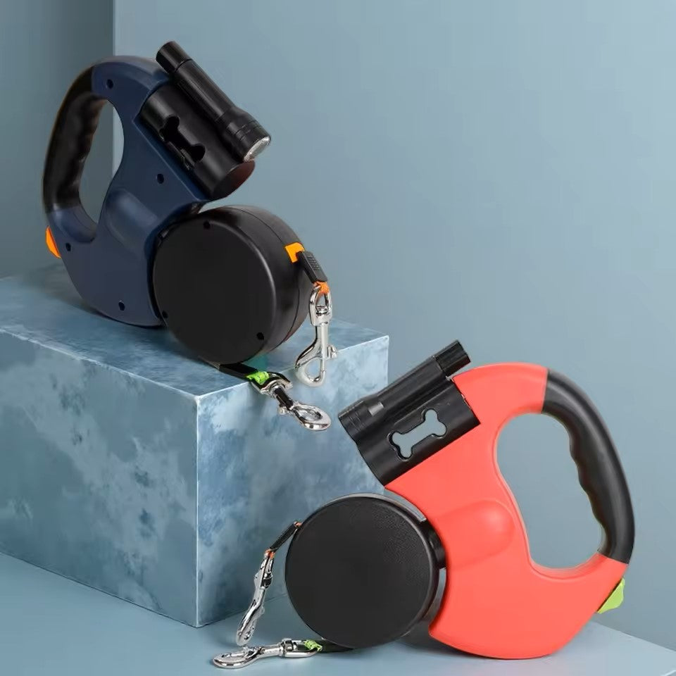 Retractable Double Dog Leash with LED Light – No-Tangle & Reflective