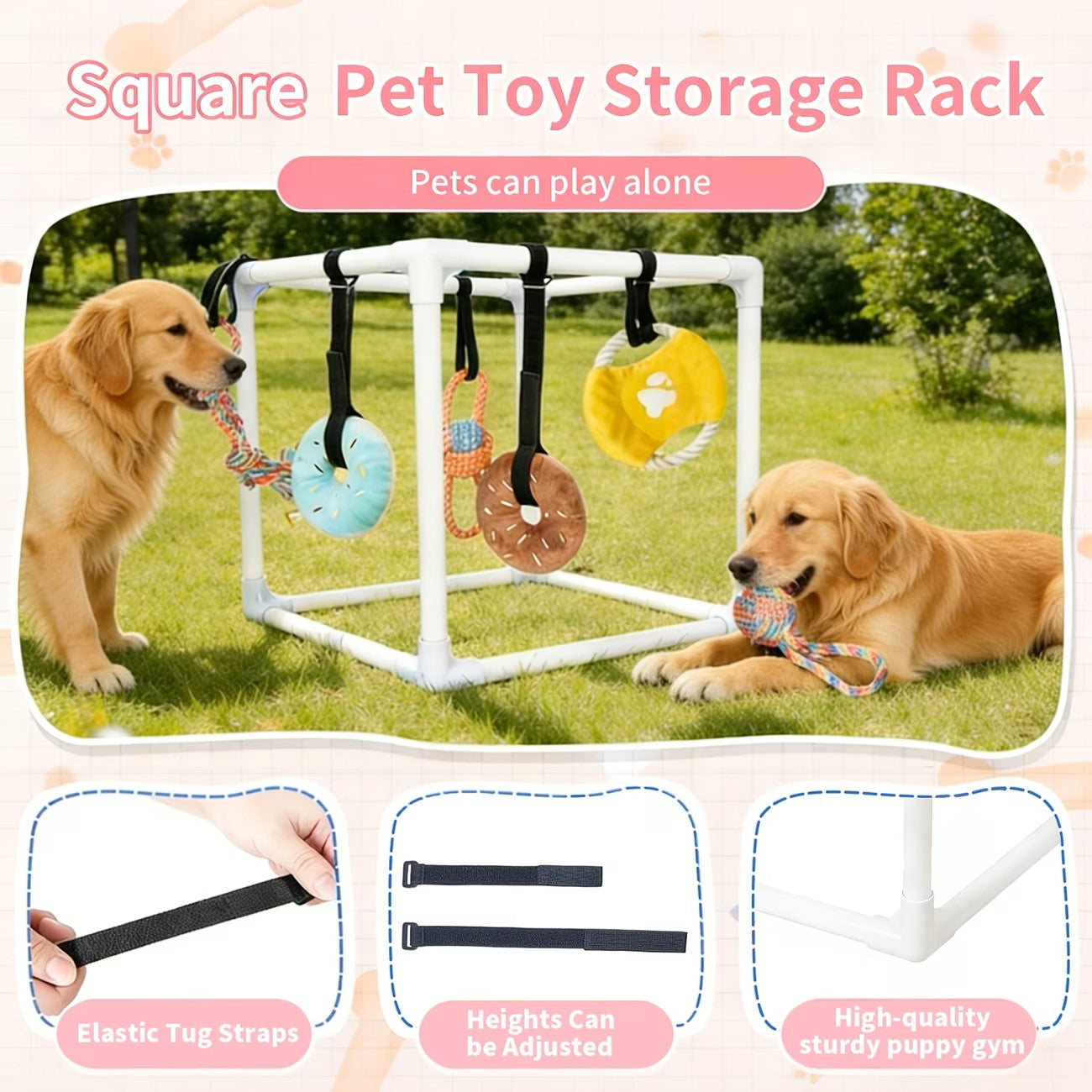 Puppy Play Gym Indoor Dog Playground with 6 Hanging Toys
