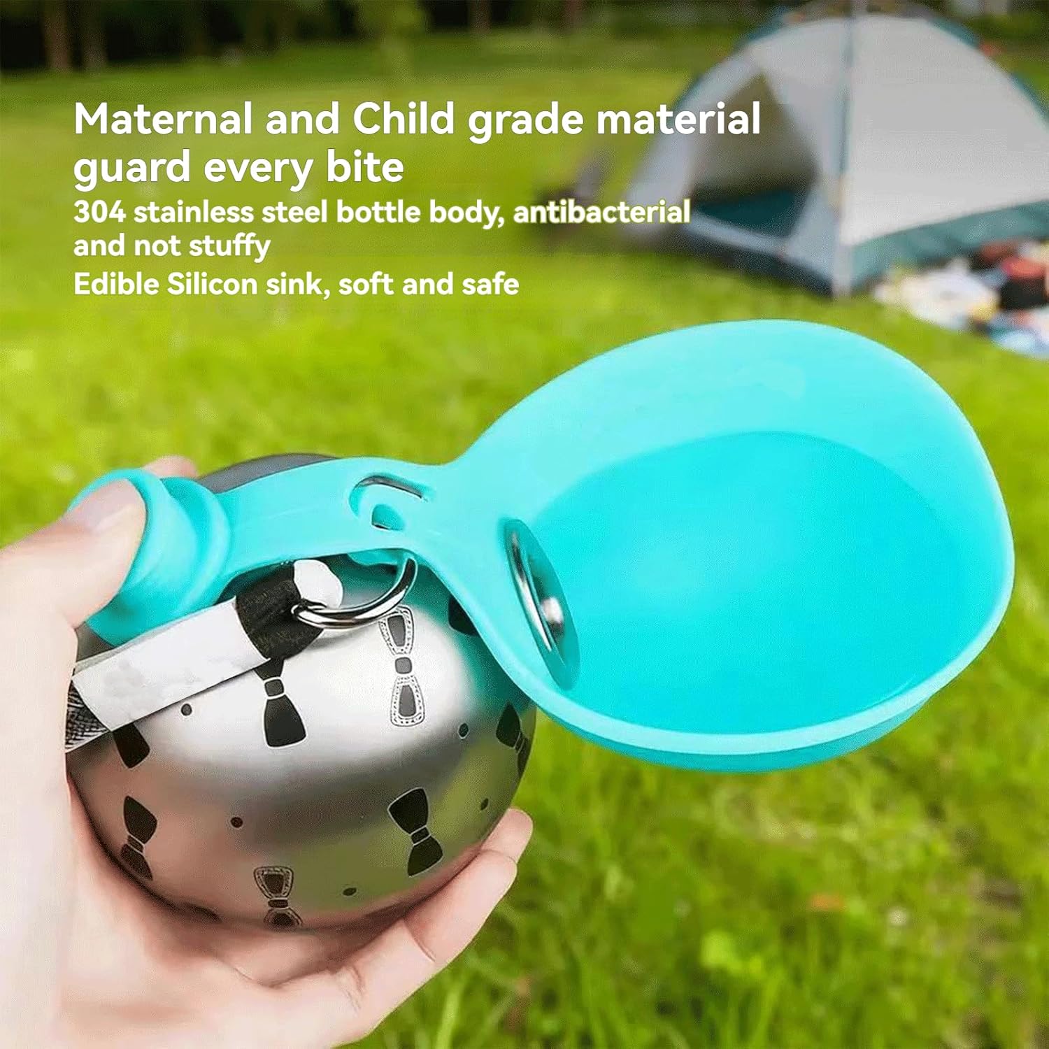 Portable Dog Water Ball Bottle with Foldable Silicone Bowl