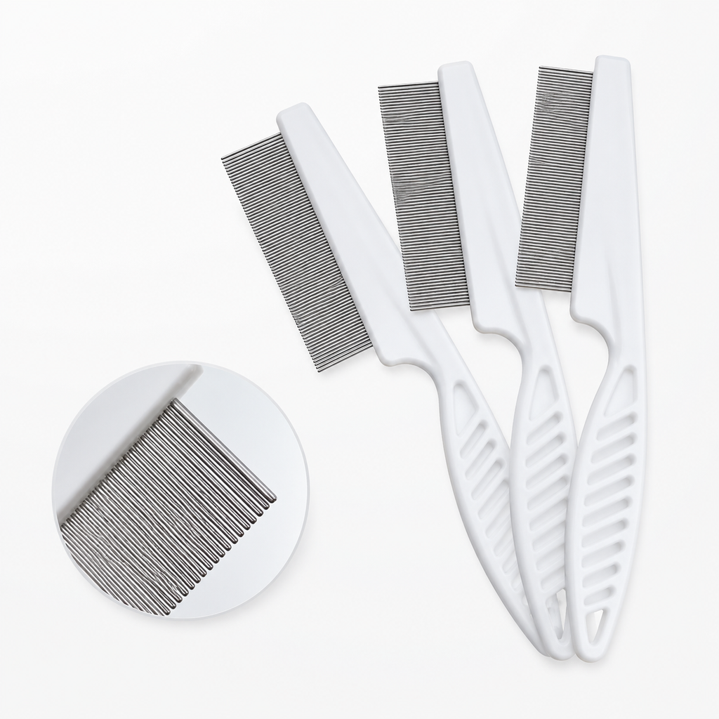 Flea Comb for Dogs & Cats - Stainless Steel Grooming Comb 2pk