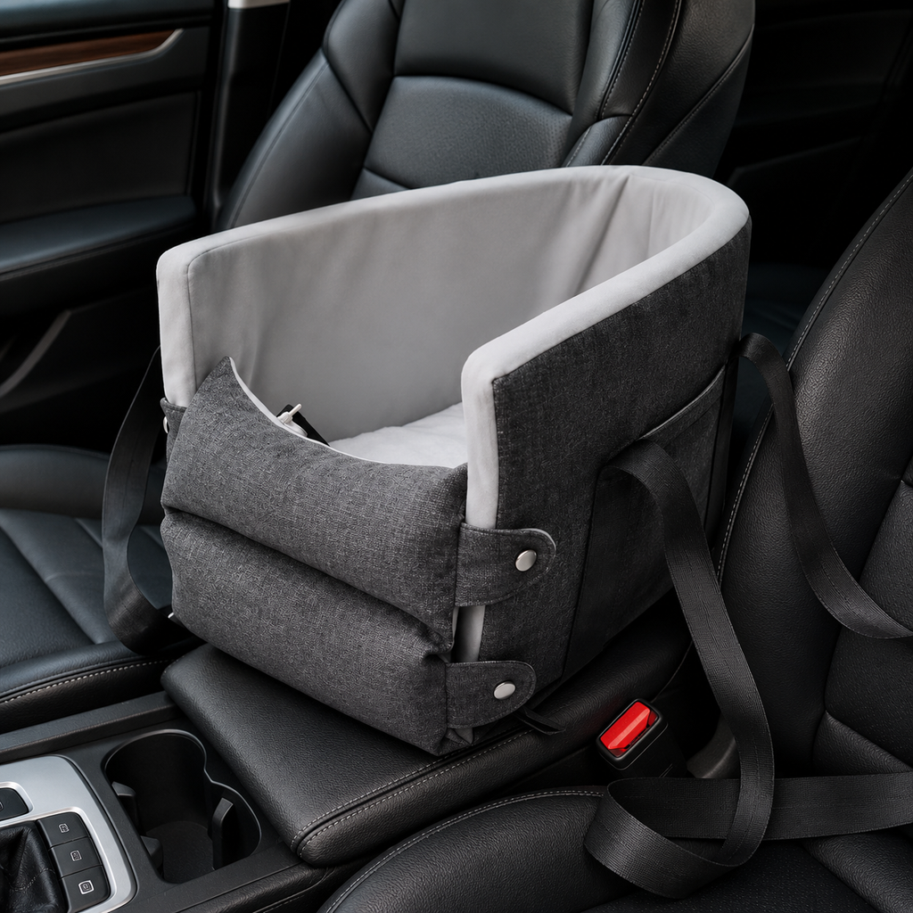 Car Console Pet Seat & Travel Carrier for Small Dogs & Cats