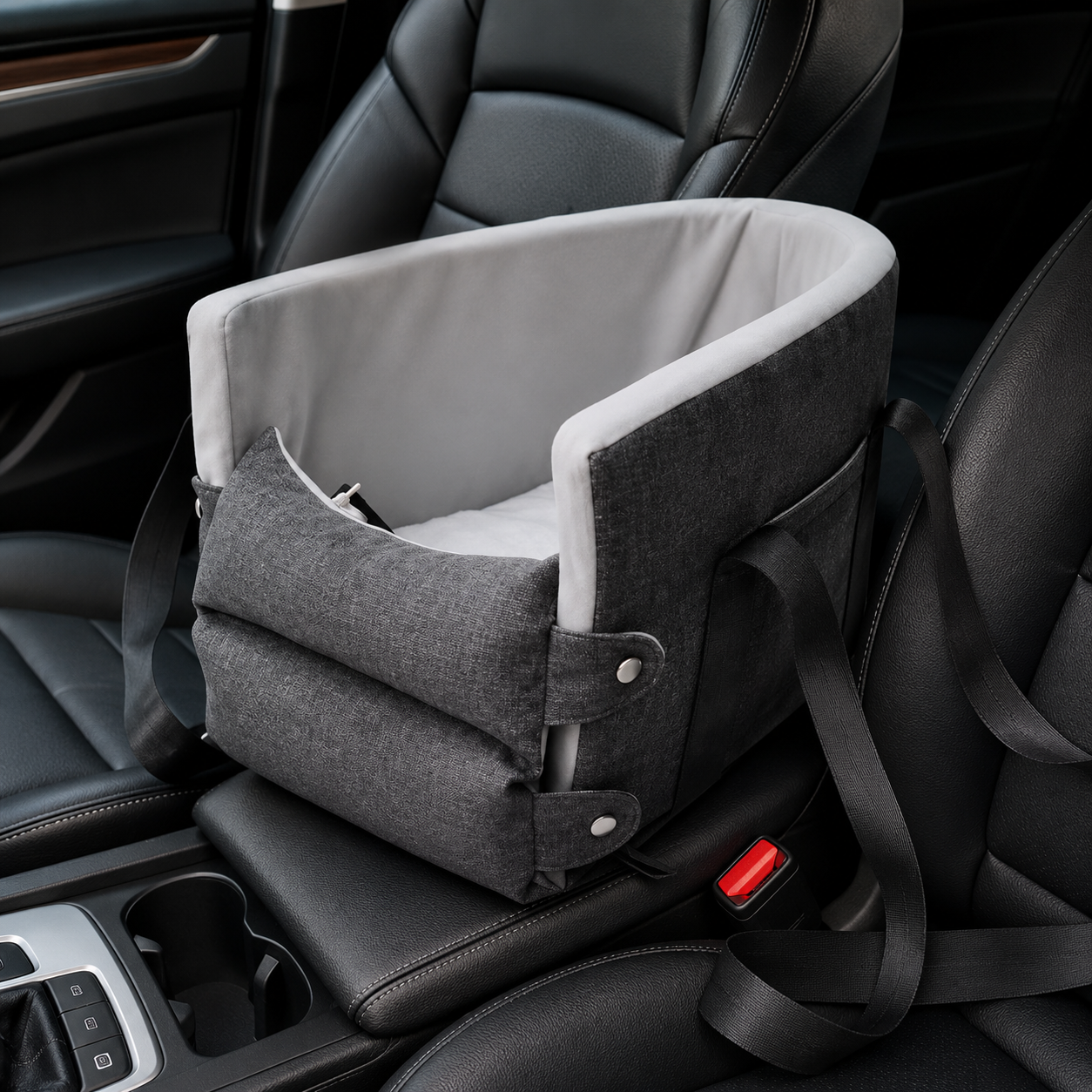 Car Console Pet Seat & Travel Carrier for Small Dogs & Cats