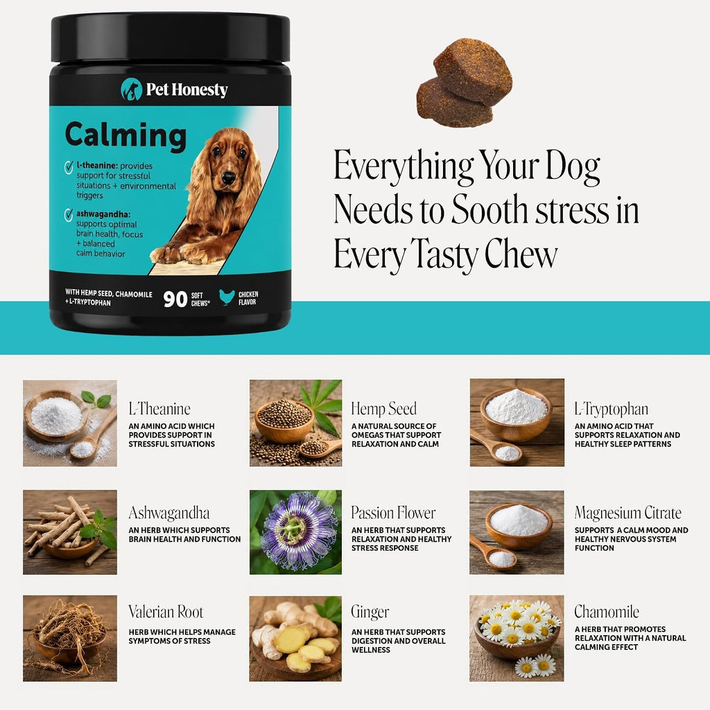 Pet Honesty Calming Chews for Dogs — 90 Soft Chews