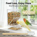 Automatic Bird Feeder Toy – Transparent Acrylic Food Container for Parrots and Cage Birds
