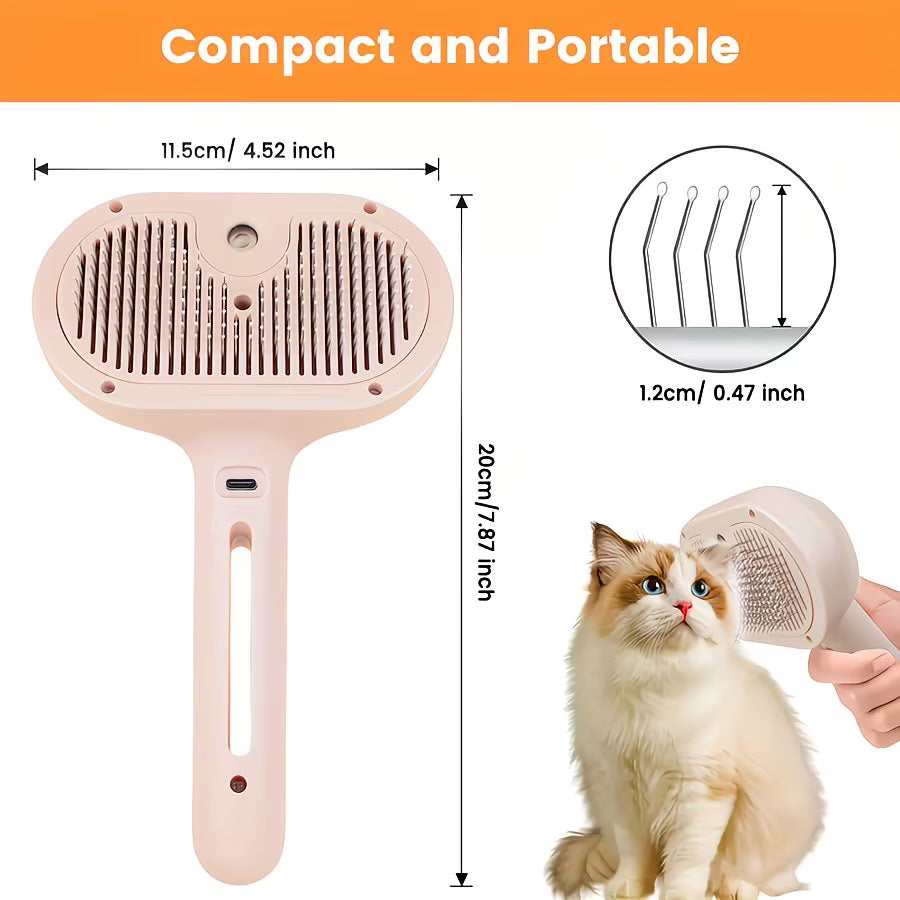 3-in-1 Steam Pet Hair Remover & Anti-Shedding Grooming Brush