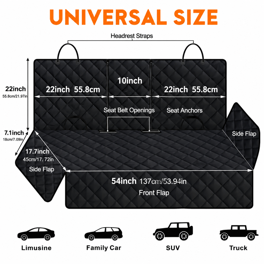 Waterproof Dog Car Seat Cover with Middle Armrest Access