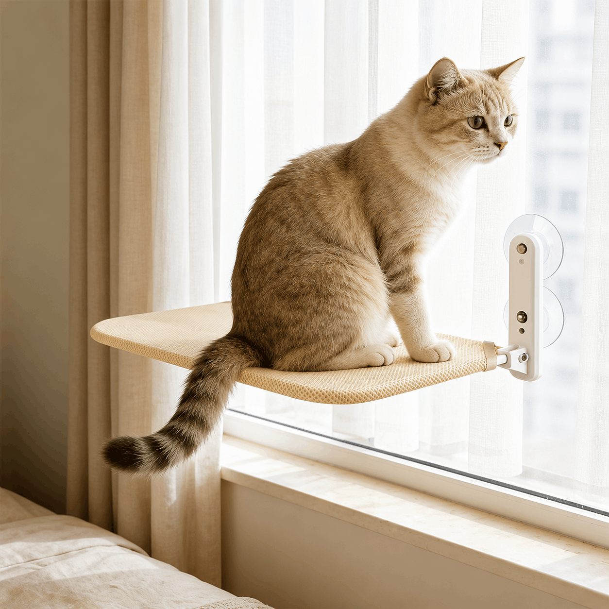 Cat Window Hammock Suction Cup Mount No-Drill Perch Seat Bed