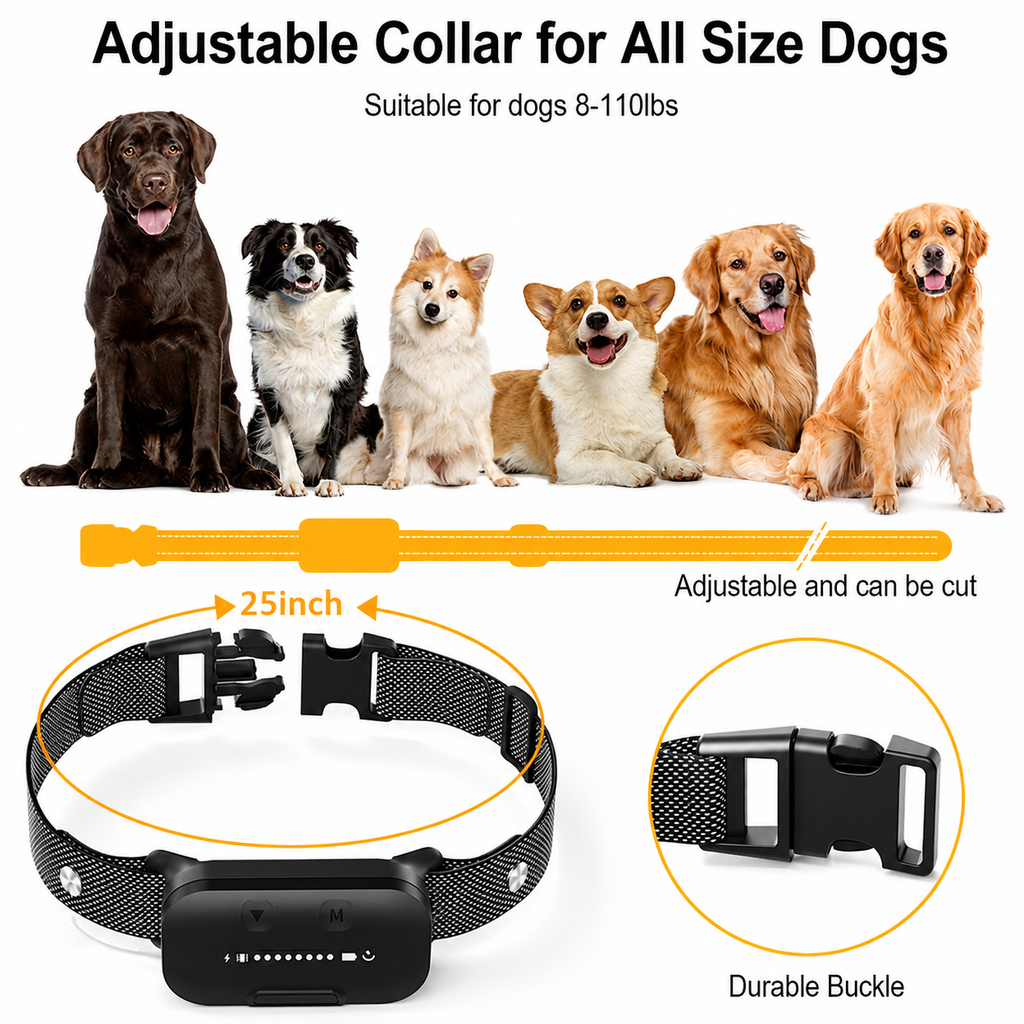 GPS Smart Bark Control Training Collar – 4 Training Modes, IP67 Waterproof
