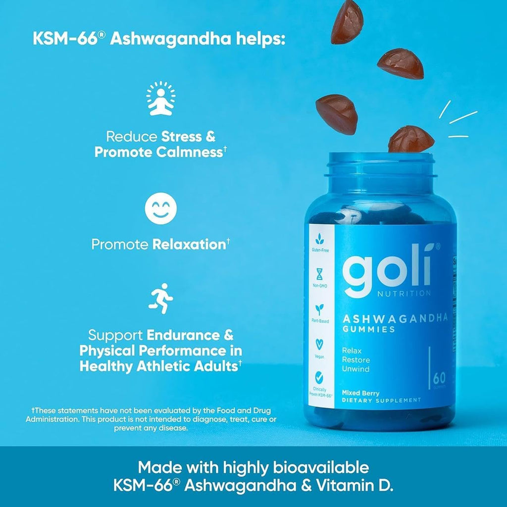 Goli Ashwagandha & Vitamin D Gummies Mixed Berry 60 Count