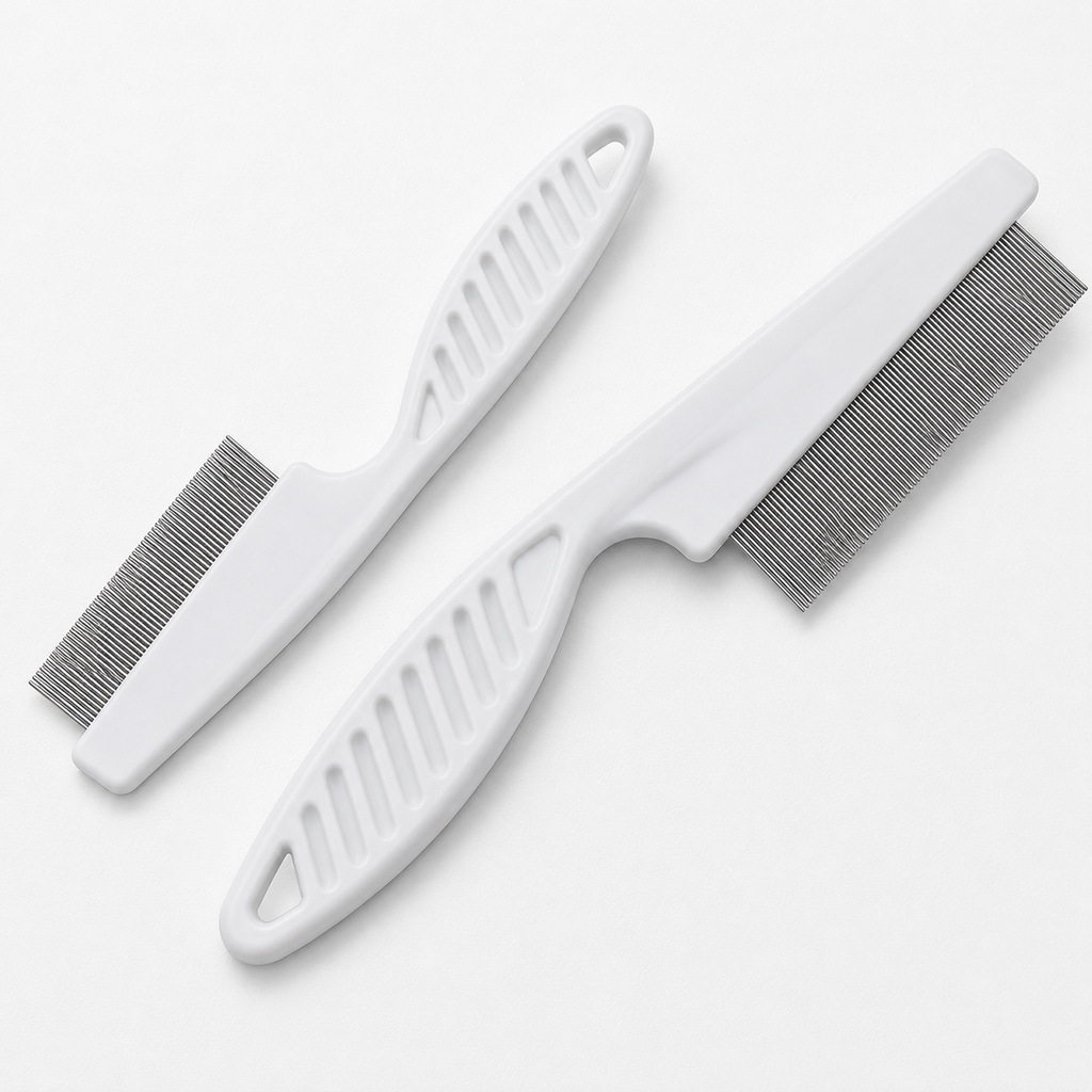 Flea Comb for Dogs & Cats - Stainless Steel Grooming Comb 2pk