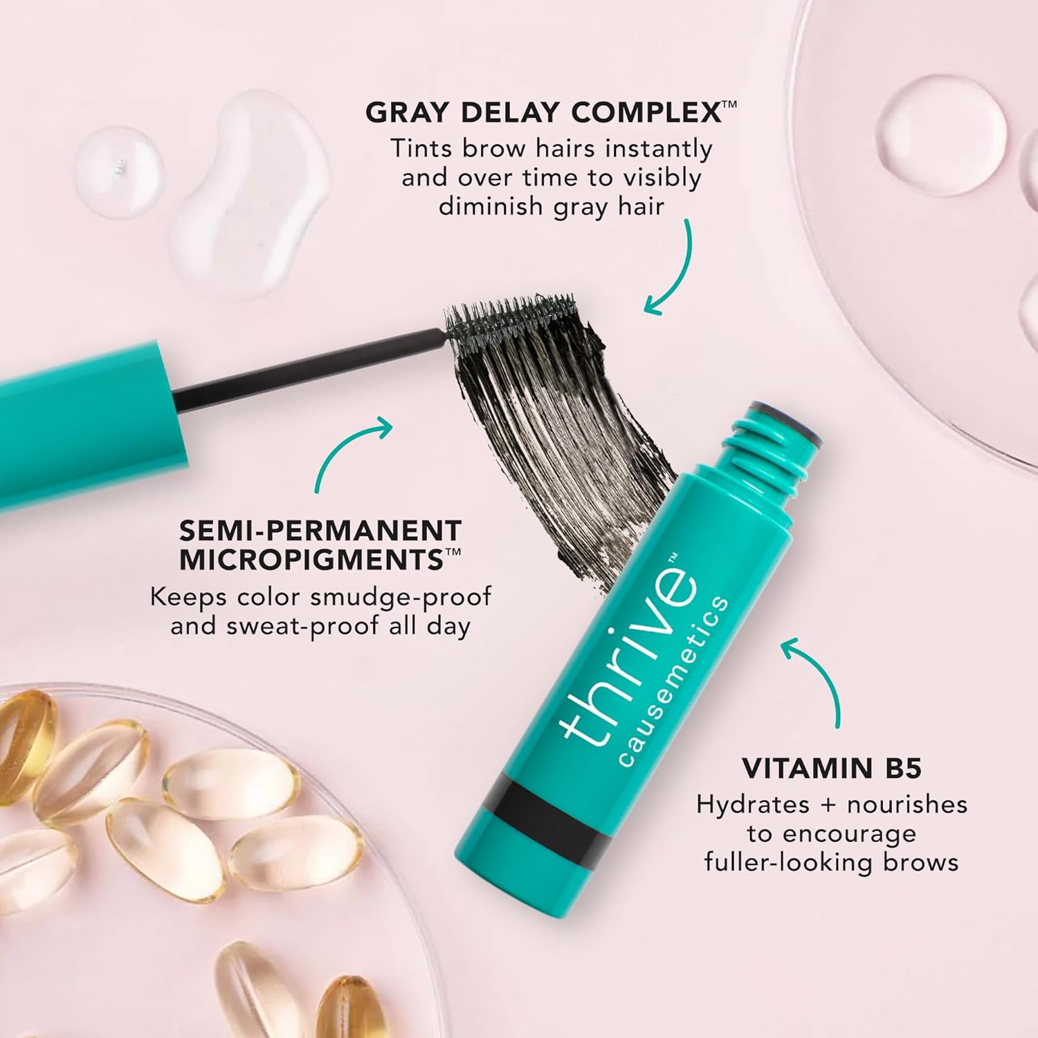 Thrive Causemetics Instant Brow Fix Tinted Eyebrow Gel Medium Brown