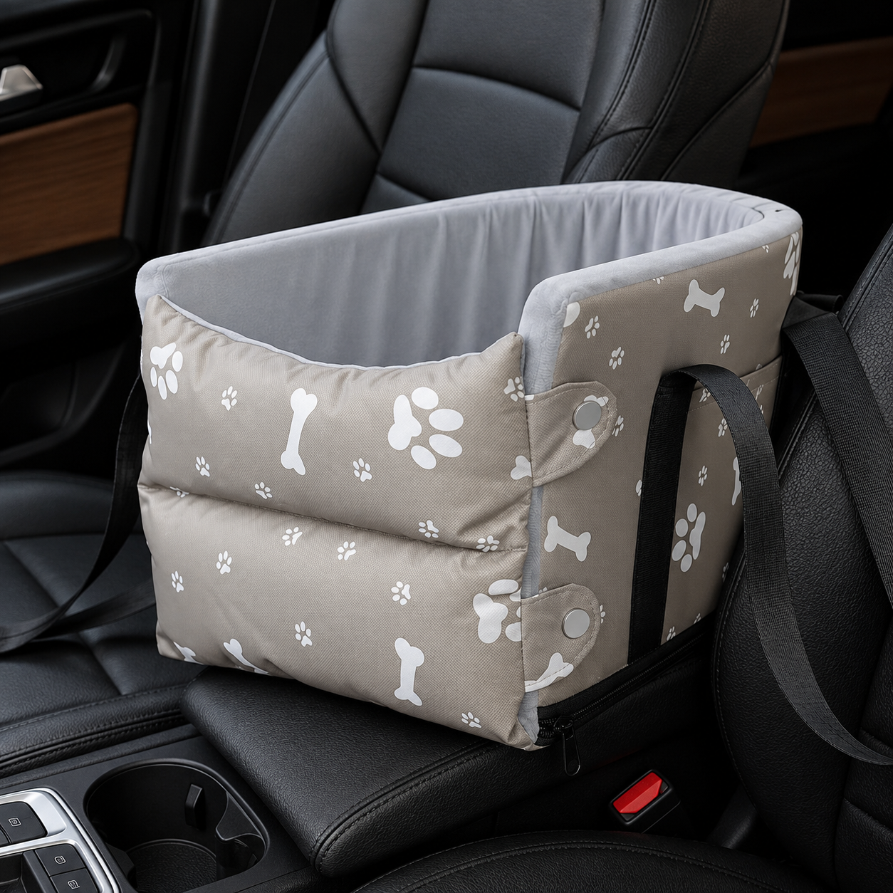 Car Console Pet Seat & Travel Carrier for Small Dogs & Cats