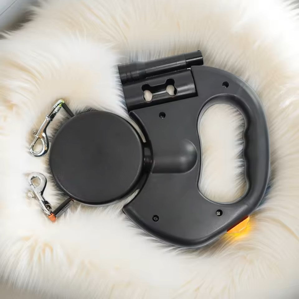 Retractable Double Dog Leash with LED Light – No-Tangle & Reflective