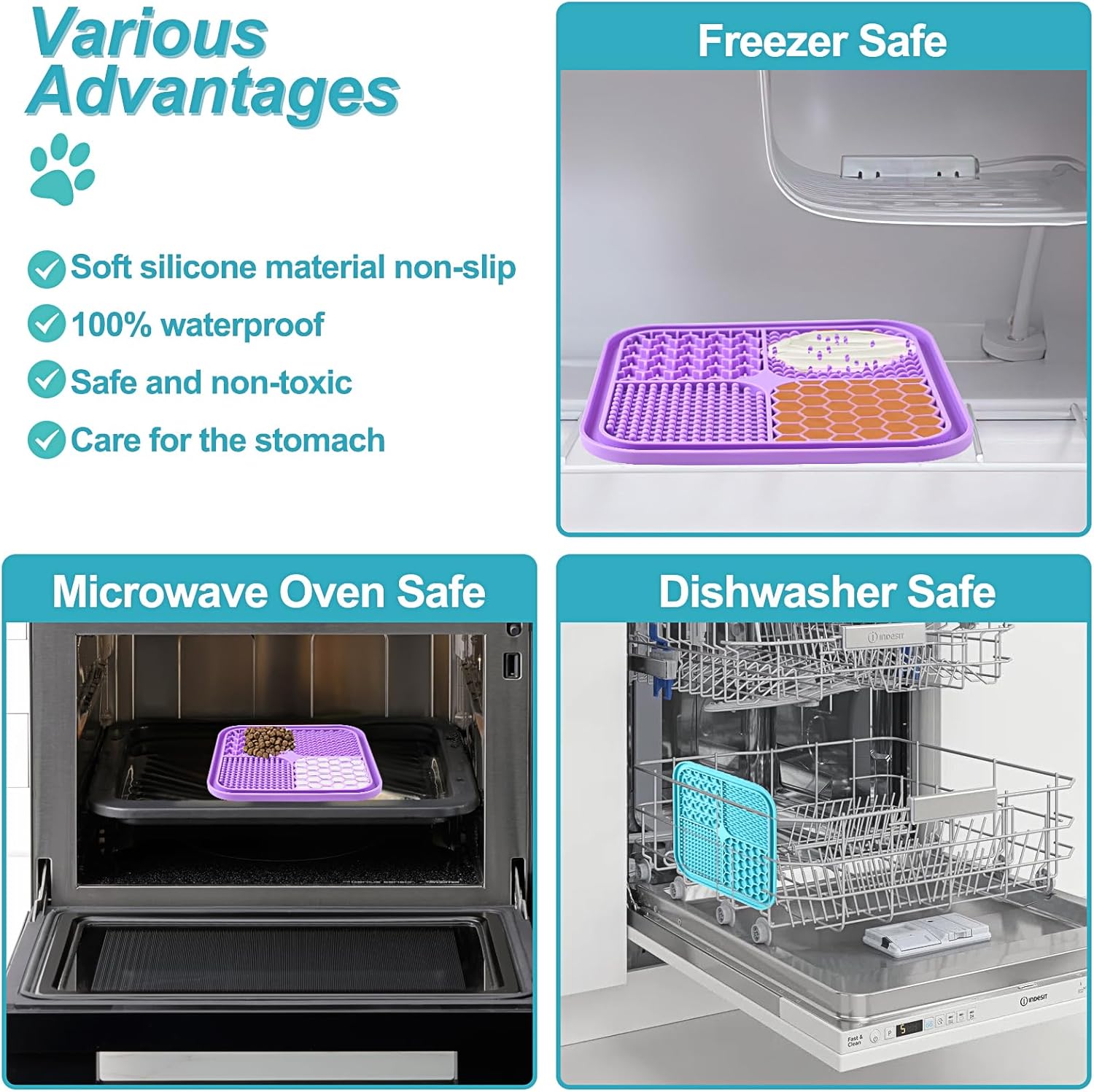 Calming Silicone Pet Lick Mat | Slow Feeder & Bath Distraction with Suction Cups