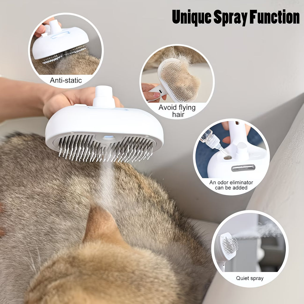 3-in-1 Steam Pet Hair Remover & Anti-Shedding Grooming Brush