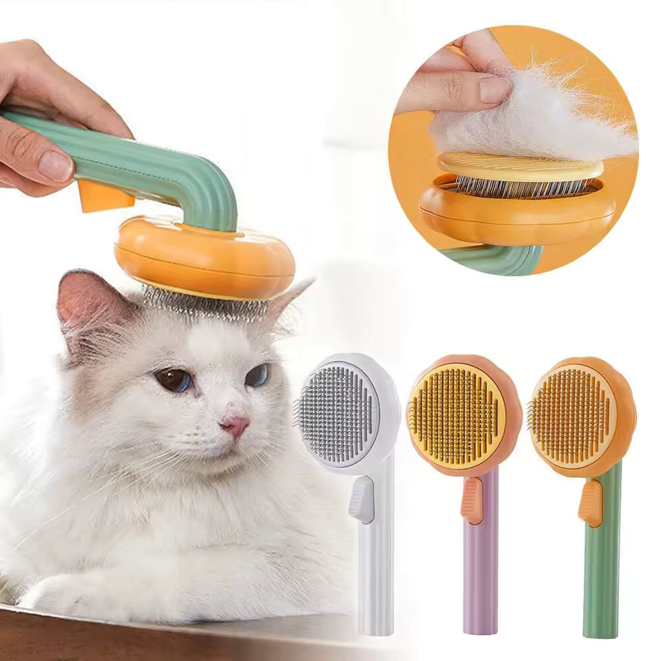 Self-Cleaning Slicker Brush for Cats & Dogs | One-Click Pet Hair Shedding Comb