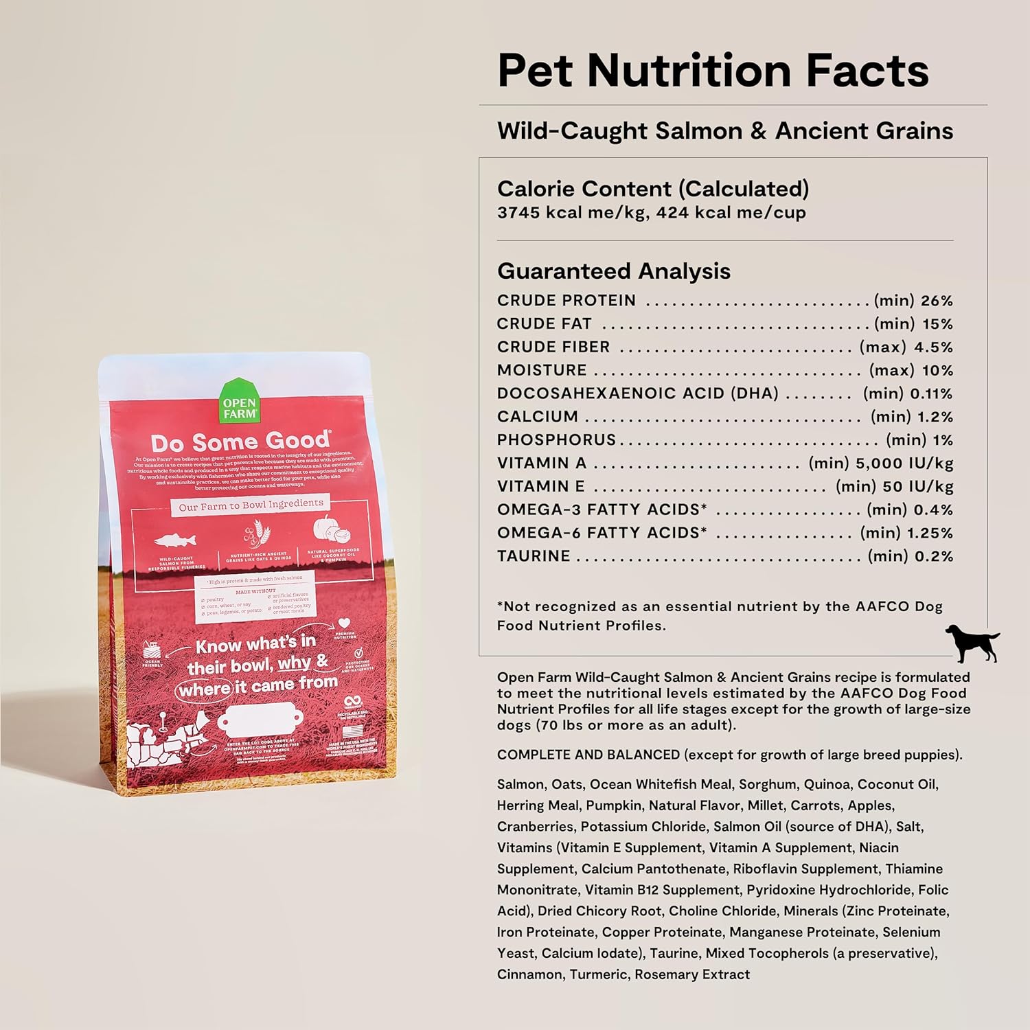 Open Farm Wild-Caught Salmon & Ancient Grains Dry Dog Food, 22 lb