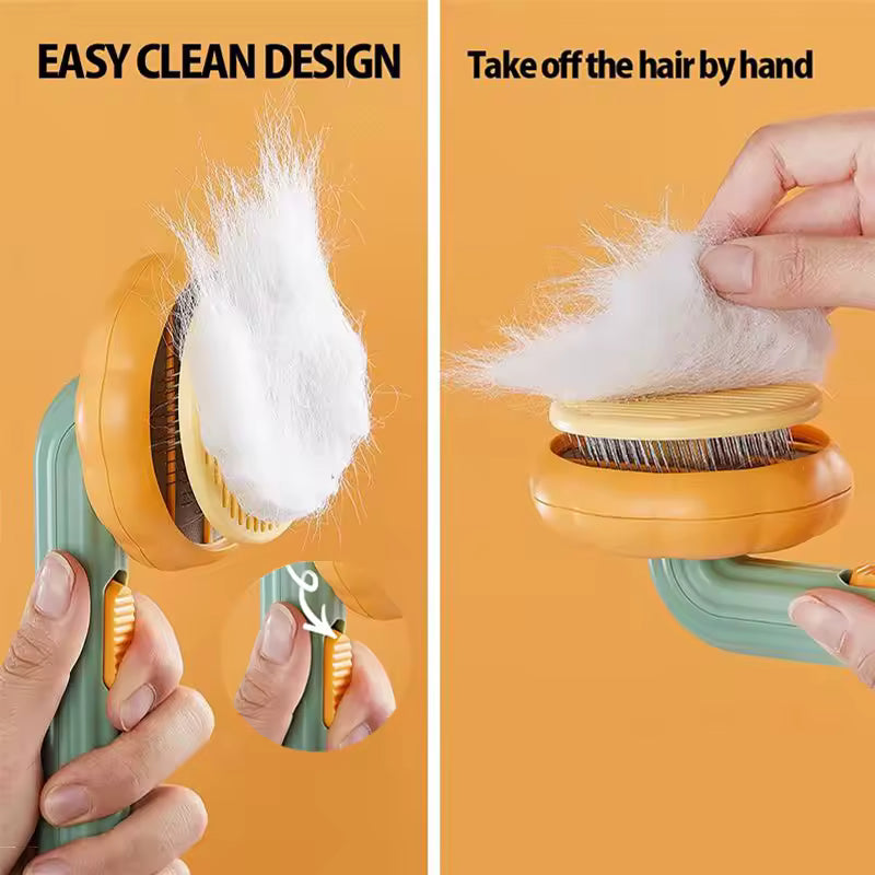 Self-Cleaning Slicker Brush for Cats & Dogs | One-Click Pet Hair Shedding Comb
