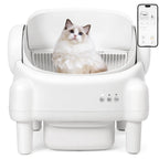 TAYACICY Self - Cleaning Litter Box Open-Top with App Control for Multiple Cats 16.5"X16.5" Entrance Dual Safety Tech 10.5L Sealed Waste Bin Cream White