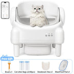 TAYACICY Self - Cleaning Litter Box Open-Top with App Control for Multiple Cats 16.5"X16.5" Entrance Dual Safety Tech 10.5L Sealed Waste Bin Cream White