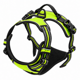 No Pull Dog Harness in Green with reflective straps, front clip and top handle