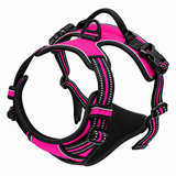 No Pull Dog Harness in Light Red with reflective straps, front clip and top handle