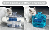 Transparent and blue cat water fountains with cats