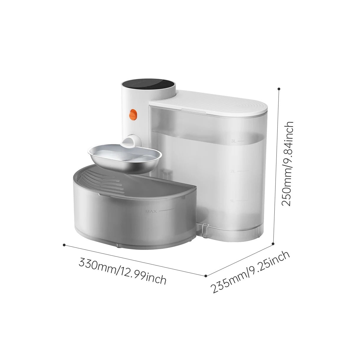 Self-refilling pet water bowl dimensions